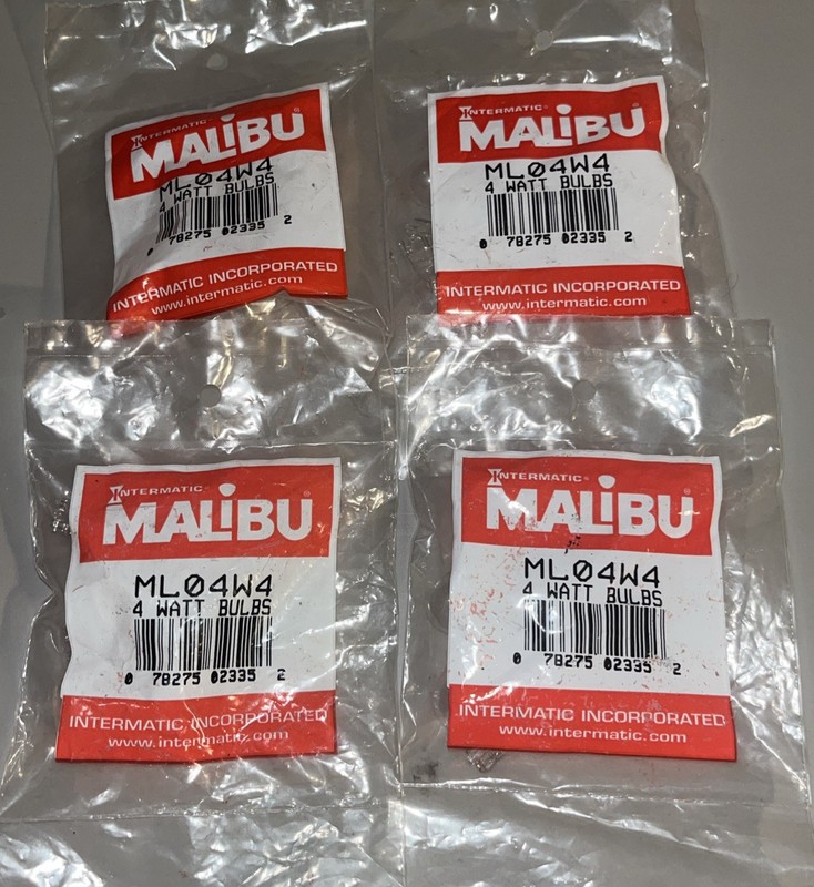 4 - New Intermatic Malibu Parts Package of 4 Intermatic Clear 4 Watt Wedge Bulbs