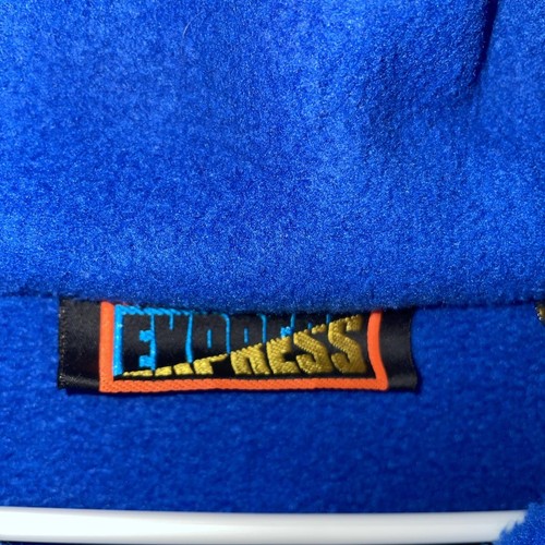 Vintage Express Pullover Mens Extra Large Blue Black Gray Fleece 90s Colorblock - Picture 2 of 10