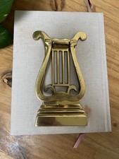 Vintage Solid Brass Music Harp Instrument Home Decor Door Knocker Handle Japan 