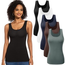 5 Pack Womens Ribbed Tank Tops Sleeveless Scoop Neck Basic Layering Shirts