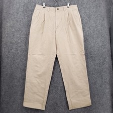 VINTAGE Polo Ralph Lauren Straight Leg Chino Pants Mens 36x32 Tan Twill Pleated