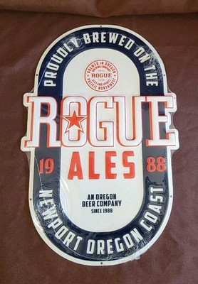 Rogue Ales Brewery Beer Metal Tin Sign Bar Man Cave Pub Decor Sealed Newport