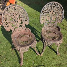 Cast Iron Garden Chairs X 2  Antique 
