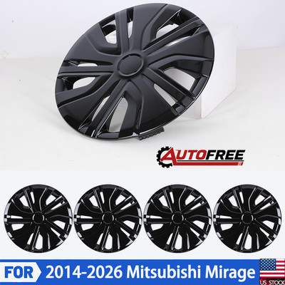 14'' Black Hubcaps For 2014-2026 Mitsubishi Mirage 4PCS Wheel Covers 4252A140