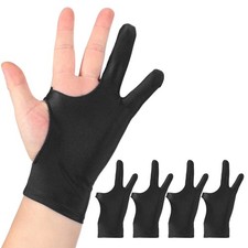 4pcs Artist Drawing Glove S Size Two Finger Graphics Painting Glove Black