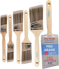 Pro Grade - Paint Brushes - 6 Pack Variety Angle Paint Brushes