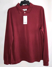 Goodfellow  Co men's long sleeve polo shirt sz M Burgundy red