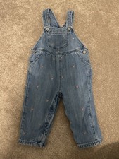 Vintage Hearts Baby Gap 12-18 Months Denim Overalls Jeans