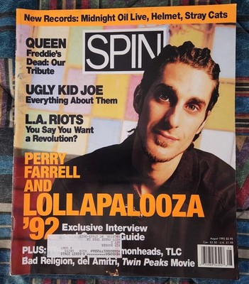 SPIN Magazine August 1992 featuring Perry Farrell w/ cover and Lollapalooza 92' 