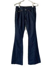 True Religion Joey Flare Jeans Womens 24 Long Dark Wash Y2K Light Weight Vintage