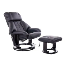 HOMCOM PU leather Swivel Massage Recliner Chair with Cushioned Ottoman
