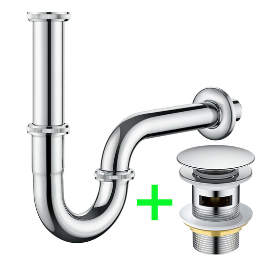 Sifon Siphon Pop Up Waschbecken Ablaufgarnitur Abfluss mit Überlauf Ablaufventil - Bild 27 von 29