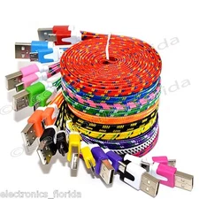 3FT Rope Micro USB Charger Charging Sync Data Cable Cord for Cell Phone Flat Lot