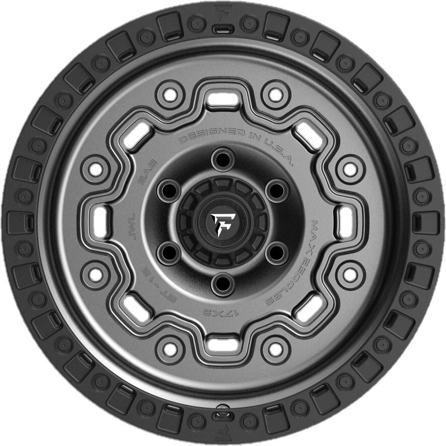 17 RUEDAS FITTIPALDI LLANTAS 17X9 5X127 GUNMETAL ANTRACITA NEGRO ANILLO LABIAL 5 RINOCERONTES Foto 3 de 4