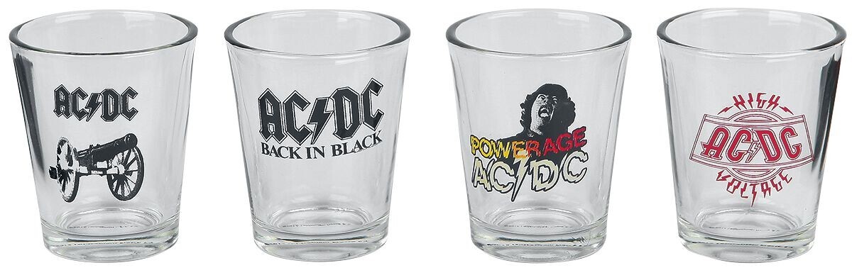 2016 AC/DC Shot Glass Set Hard Rock Band Clear Shot Glass Set 4x 2 OZ ...