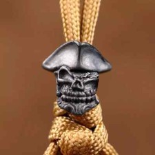 Black EDC Brass Pirate Skull Paracord Knife Beads Lanyard DIY Tool Pendant charm