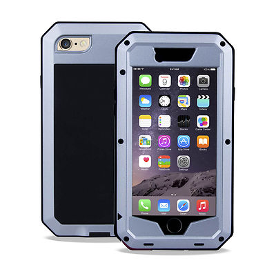 Apple iPhone 6 6s Plus Heavy Duty Cover Metall Wasserdicht Case Stoßfest Silber
