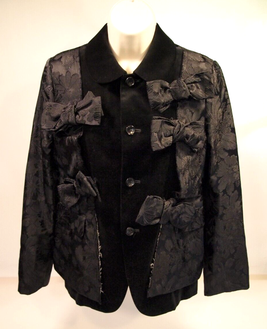 COMME DES GARCONS ジャケット Comme Des Garcons Jaquard Velvet Contrast Bow Frayed Edge Jacket