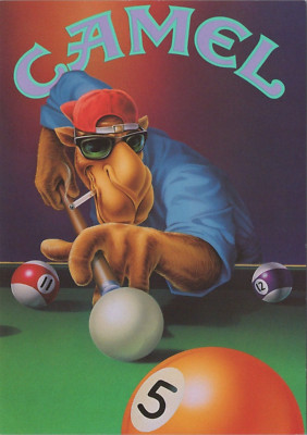 Joe Camel Cigarettes Pool 12 Games Without Scratching Advertising postcard RC