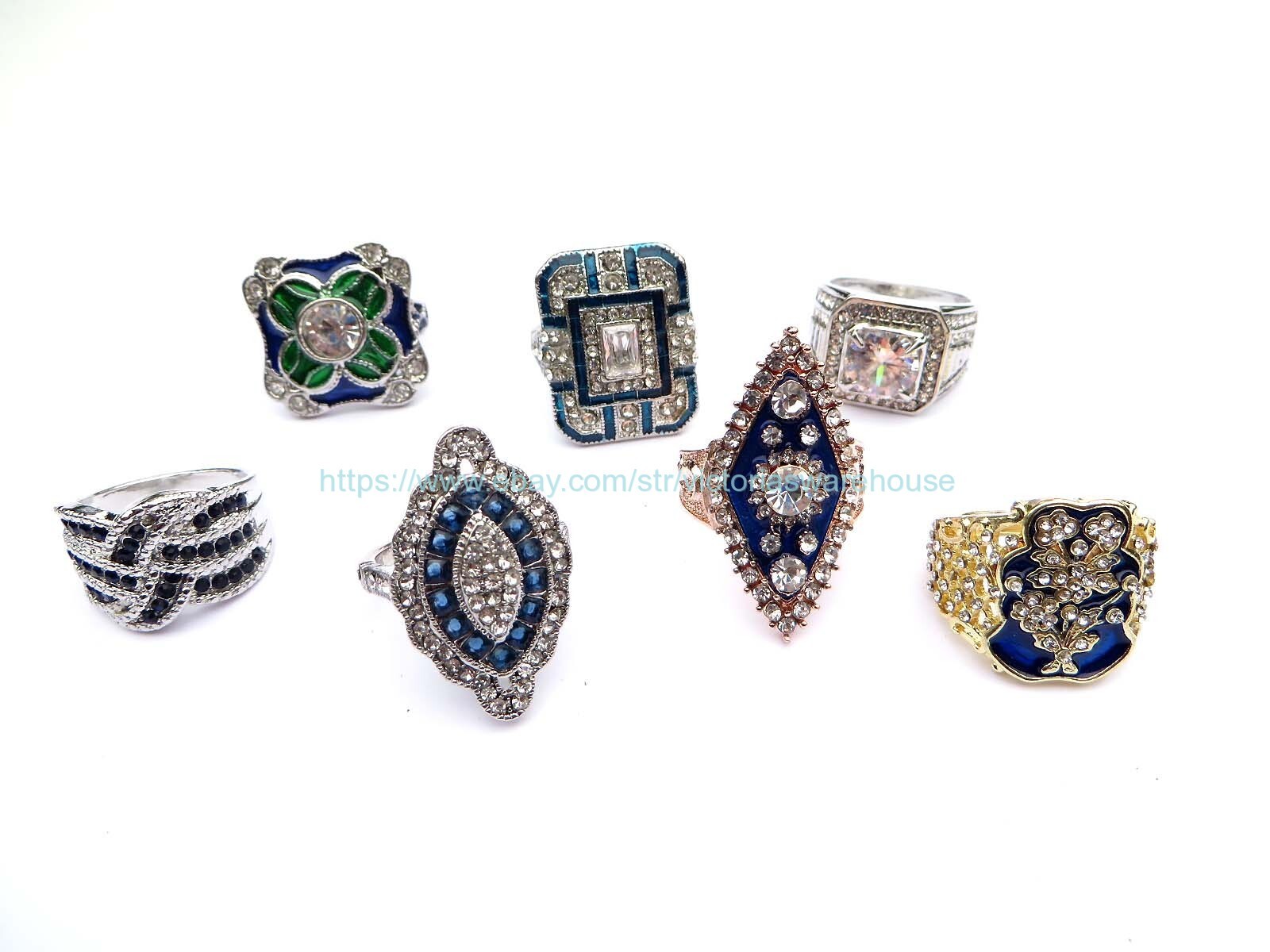 wholesale antique boho style rings 10pcs faux gemstone women bulk ring