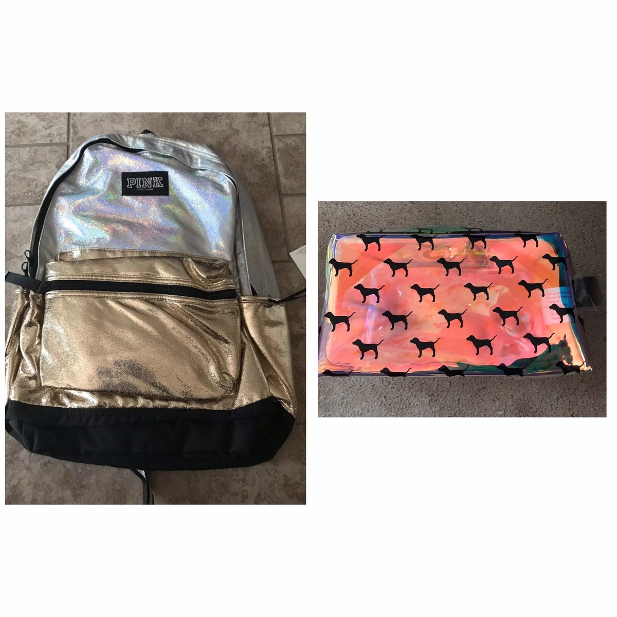 Victoria\'s Secret PINK Iridescent Backpack Clear Victoria Secret Pink Holographic | Mercari main image 2