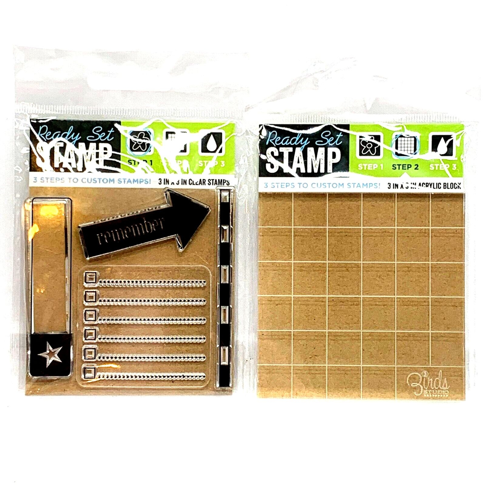Planner Stamps Bullets Journal Arrow Tags plus Acrylic Block 3x3 Ready Set-image