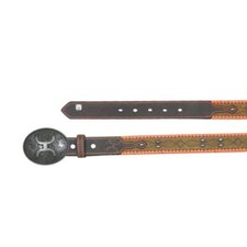 Hooey Juniors Leather Western Belt with Concho, Burnt Sienna 1660BEJ2, 28