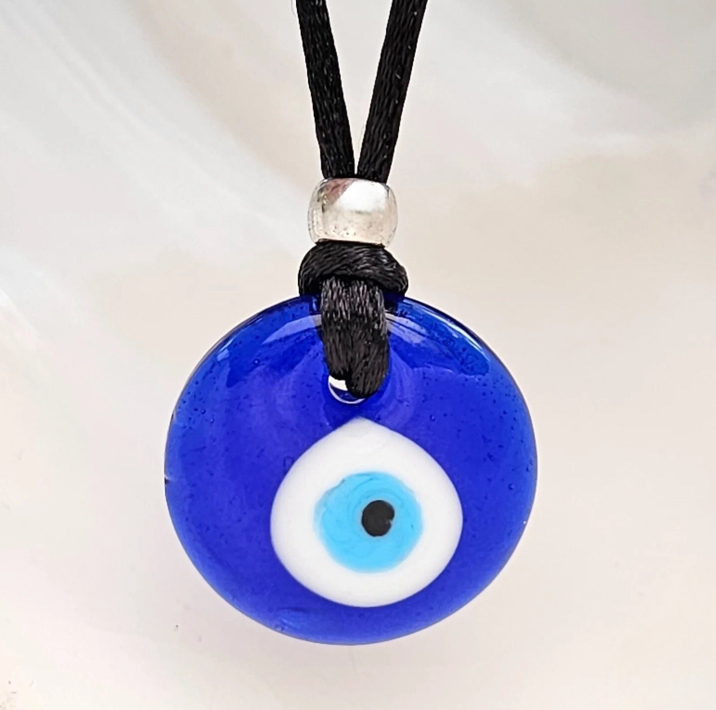 Evil Eye Pendant Necklace Nazar Lucky Protection Corded Glass Kabbalah Turkish