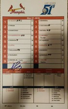 Alex Reyes Signed Official Game Used Minor League Lineup Card Memphis Redbirds