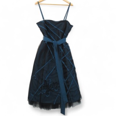 roman originals dress blue and black Blue/Black Sequence Roman Originals Long Dress Size 14