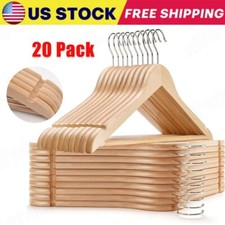 20 Pack Wooden Hangers Suit Hangers Premium Natural Finish Cloth Coat Hangers US