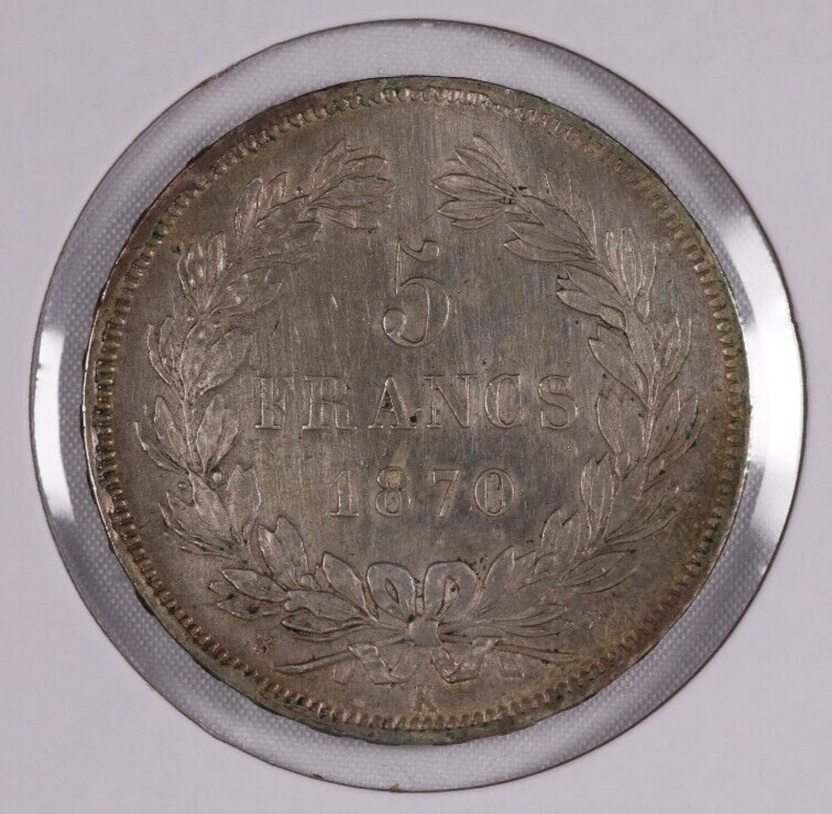 1870 France Silver 5 Francs Coin - Ceres - Eugene Andre Oudine 1870 France Silver 5 Francs Coin - Ceres - Eugene Andre Oudine
