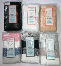 Full Briefs Ladies Knickers Nude White Black 100% Cotton 4 Pack
