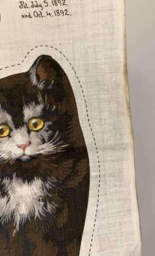 Antique 1892 Arnold Print Works Original GOOD LUCK KITTENS Cat Linen Fabric Panl - Picture 6 of 6