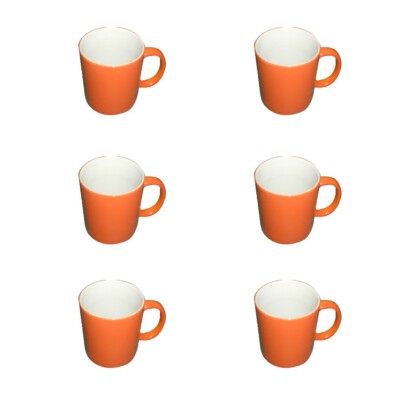 6 Pcs Full Colour Changing Mug-Orange Porcelain Cup Tea Coffee Mug 11 oz