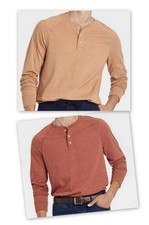Goodfellow  Co. Mens TAN or RUST Long-sleeve JERSEY Henley Shirt Standard