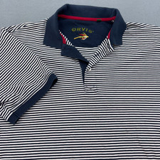 Orvis Mens XL Striped Polo Shirt Short Sleeve Blue/White Fisherman