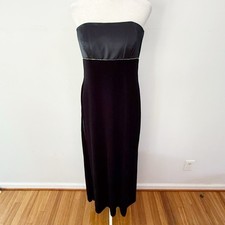 Vintage Y2K Gown 6 Velvet Satin Rhinestone Formal Prom Evening Whimsigoth Dark