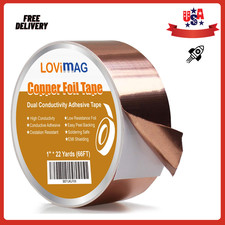 Copper Foil Tape 1 Inch x 66 Ft Conductive Adhesive EMI Shielding Grounding Craf