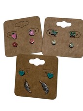 Children s Hypoallergenic 6 Pair Earring Set Strawberry Butterfly Heart Feather