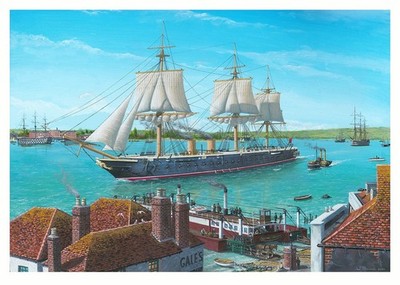 HMS Warrior leaving Portsmouth Harbour