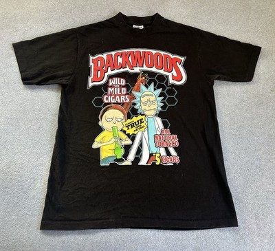 Vtg Backwoods Rick And Morty 420 Funny Black Shirt Size Large Mens