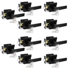 10 Pack Black Door Handles Set, Heavy Duty Door Lock with 30 Same Keys  Zinc...