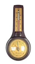 Vintage Airguide Brass Mid Century Modern Weather Station Barometer 8"