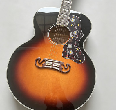 US STOCK Vintage Sunburst SJ-200 Style Acoustic Electric Guitar Solid Spruce Top
