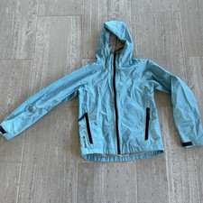 Columbia Titanium Youth 14/16 Rain Jacket Light Blue Omni-Tech Hooded Waterproof