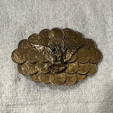 Vintage Western Belt Buckle Eagle and Faux 1878 Liberty Coins Novelty
