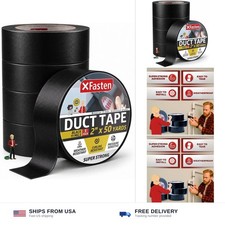 XFasten Black Duct Tape Heavy Duty Waterprooof Super Strong 2 x 50 Yards 5-...