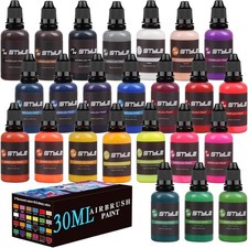 Airbrush Paint - 24 Colors Airbrush Paint Set 1fl oz, Opaque  Brilliant Colo...