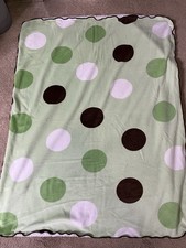 Koala Baby Green Baby Blanket Brown White Circles Large Polka Dots Sherpa